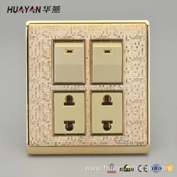 Main Product Gold Double Gang Switch Wall Socket